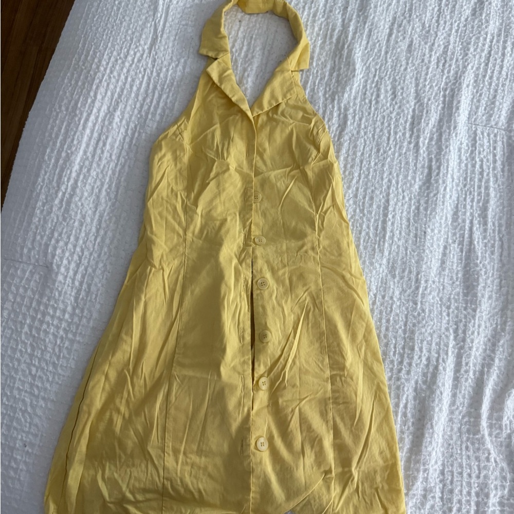 Yellow Halter Neck Mini Dress